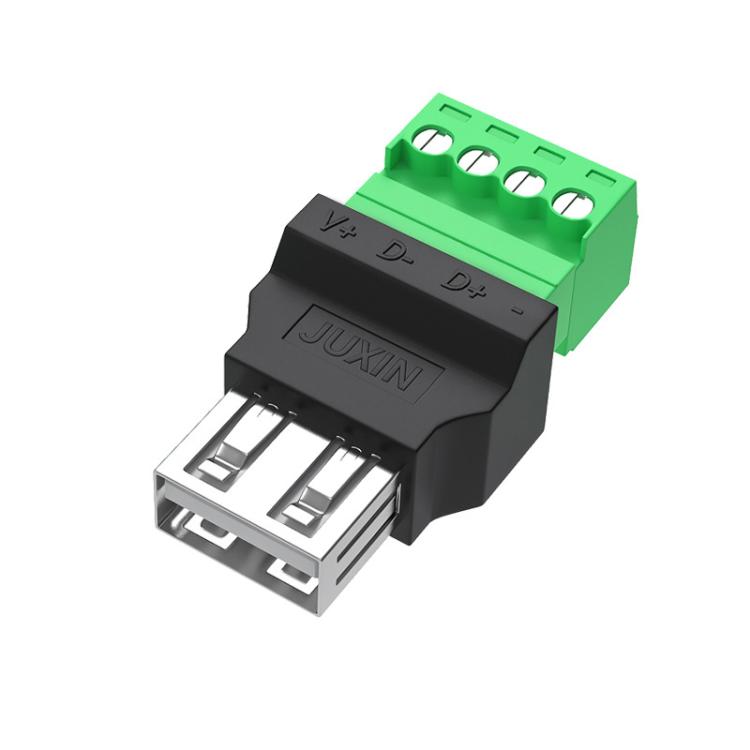 JUXIN USB2.0 Plug Adapter Type-A to 4 Pin Screw Terminal Block Connector, Male, Female