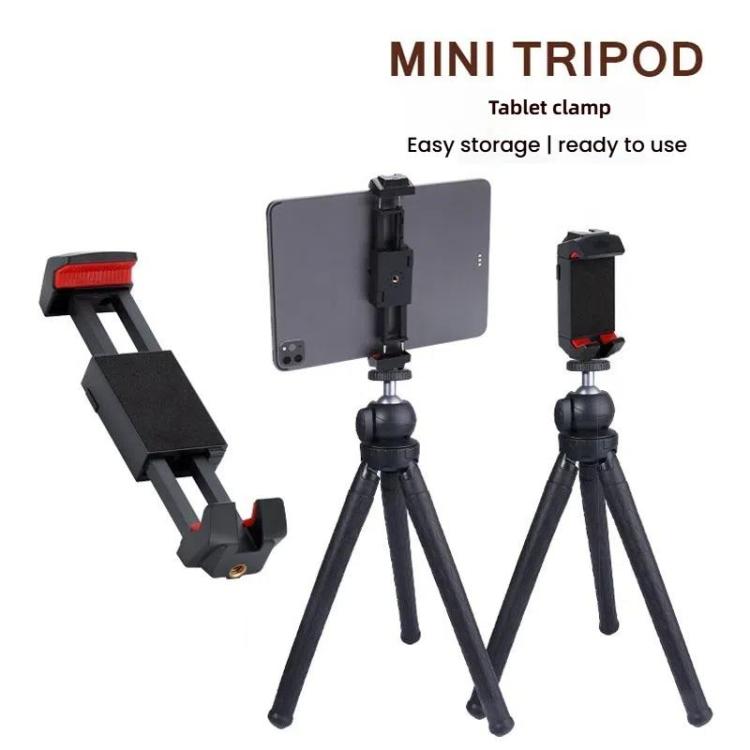 4th Generation Tablet Smartphone Clip Universal Tripod Mount Adapter With Cold Shoe, Black Red