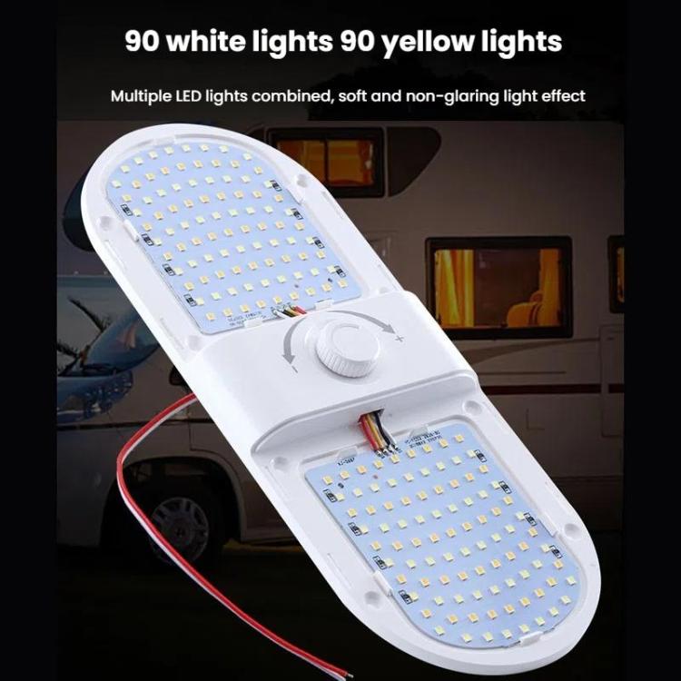 12-24V RV Light 180 LEDs 3-Color Temperature Dimmable Roof Light, FC02