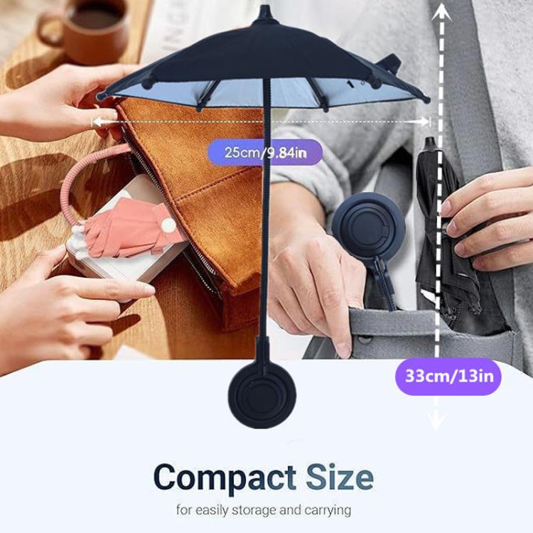 Magnetic Phone Mini Umbrella Waterproof Sunshade With Finger Ring, With Finger Ring(Black), With Finger Ring(Pink), With Finger Ring(Blue)