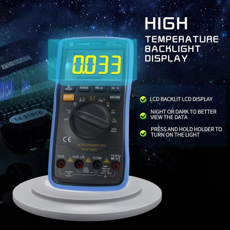 Auto Range Digital Multimeter LCD Display Tester Pen High Precision Measurement Of Capacitance Voltage Current, SUNSHINE DT-17N