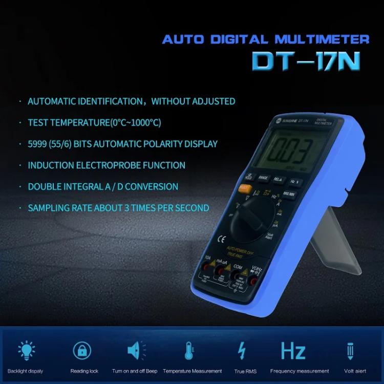 Auto Range Digital Multimeter LCD Display Tester Pen High Precision Measurement Of Capacitance Voltage Current, SUNSHINE DT-17N