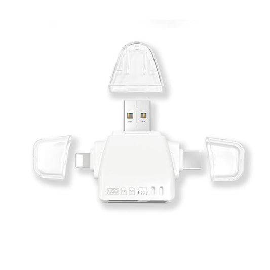 AJ-701 USB-A To USB-C / Type-C + Micro USB + 8 Pin 7-In-1 Universal Card Reader