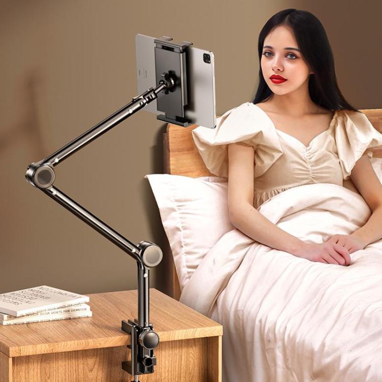 Cantilever Phone Tablet Desk Bedside Stand With Foldable Metal Arm For 4-10.2inch, 2-section, 3-section