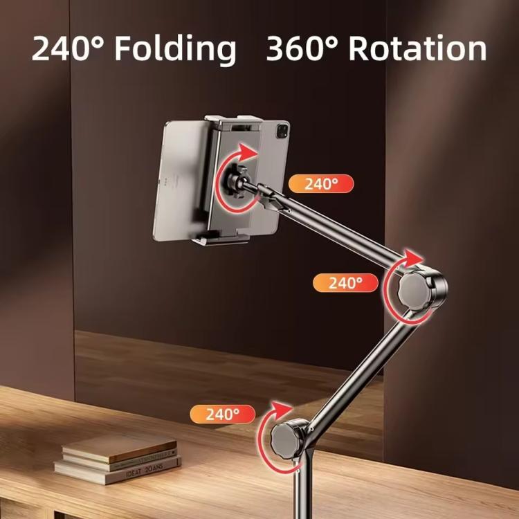 Cantilever Phone Tablet Desk Bedside Stand With Foldable Metal Arm For 4-10.2inch, 2-section, 3-section