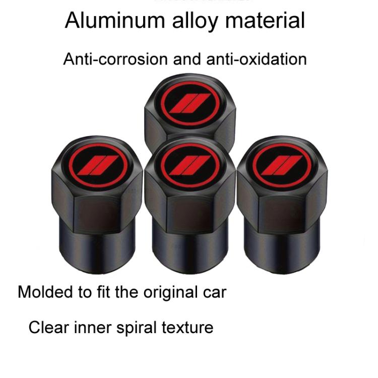 2 Sets Car Modification Aluminum Tire Valve Caps, Graphic Model, Alphabet Model, Red Logo, Blue Logo