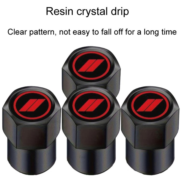 2 Sets Car Modification Aluminum Tire Valve Caps, Graphic Model, Alphabet Model, Red Logo, Blue Logo