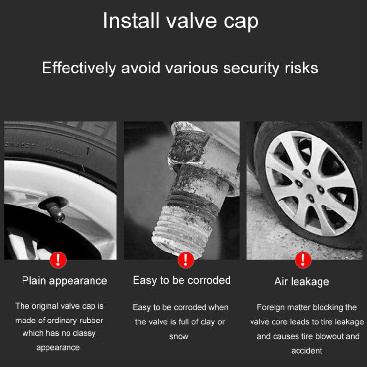 2 Sets Car Modification Aluminum Tire Valve Caps, Graphic Model, Alphabet Model, Red Logo, Blue Logo