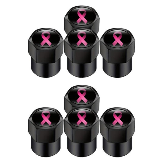 2 Sets Car Modification Aluminum Tire Valve Caps, Colorful Ribbon