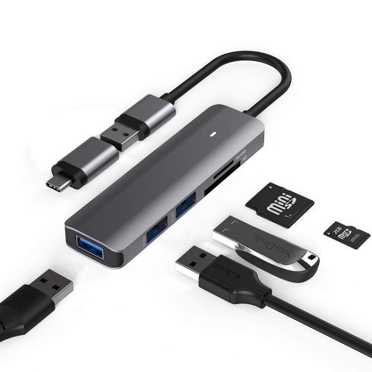 Blueendless Type-C Expansion Dock Multifunctional HUB Docking Station, 4-in-1 USB3.0 x 4, 5-in-1 USB3.0 x 3 + SD/TF3.0