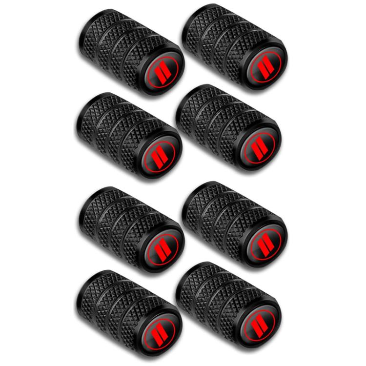 2 Sets Car Modification Aluminum Tire Valve Caps, Red Strip Grid