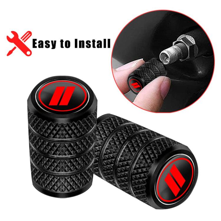 2 Sets Car Modification Aluminum Tire Valve Caps, Red Strip Grid