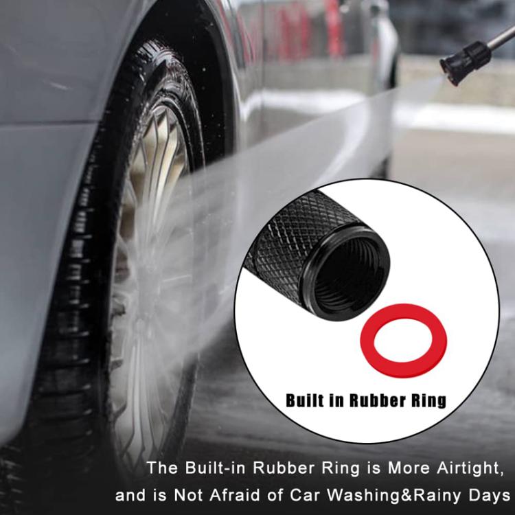 2 Sets Car Modification Aluminum Tire Valve Caps, Red Strip Grid