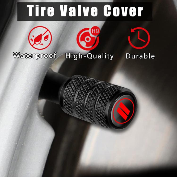 2 Sets Car Modification Aluminum Tire Valve Caps, Red Strip Grid