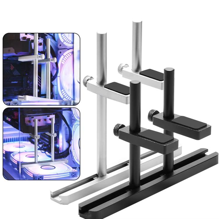 FinalCool Aluminum Alloy Adjustable Graphics Card Bracket Chassis Fan Position Graphics Holder Support, 8cm Black, 8cm Silver, 12cm Black, 12cm Silver