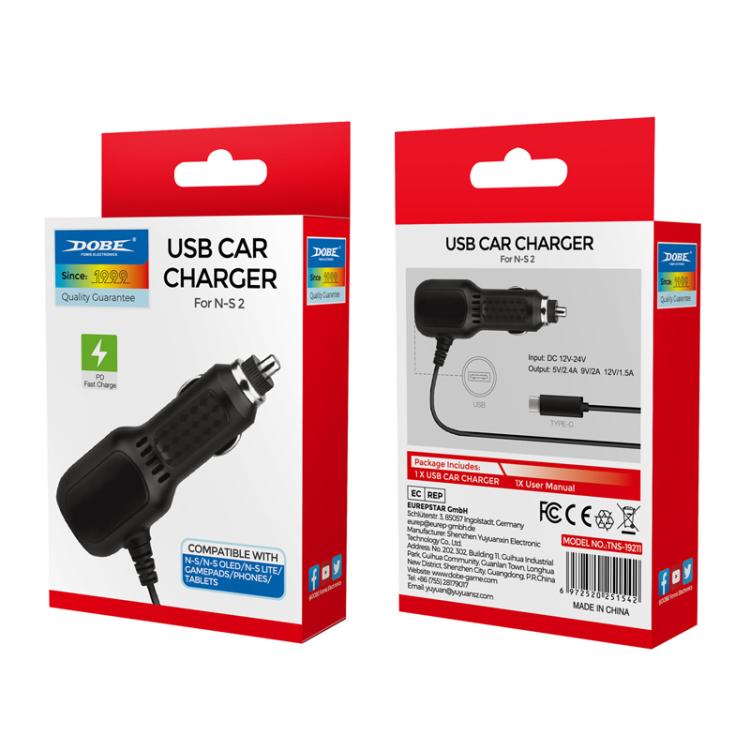 DOBE USB-C/Type-C Car Charger for Switch 2 / Switch Lite / Switch OLED / Switch, Car Charger
