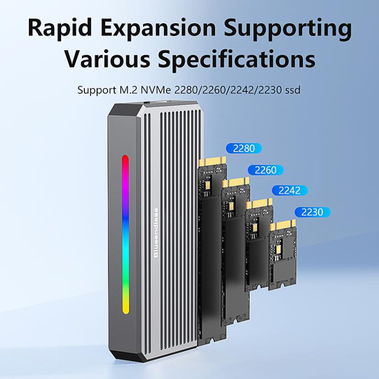 Blueendless M.2 Nvme SSD Box 40Gbps Hard Drive Reader, USB4 Box, USB4 Box with RGB Lights + Fan