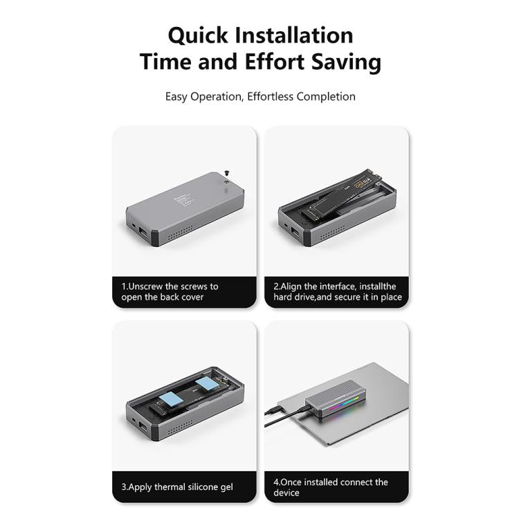 Blueendless M.2 Nvme SSD Box 40Gbps Hard Drive Reader, USB4 Box, USB4 Box with RGB Lights + Fan