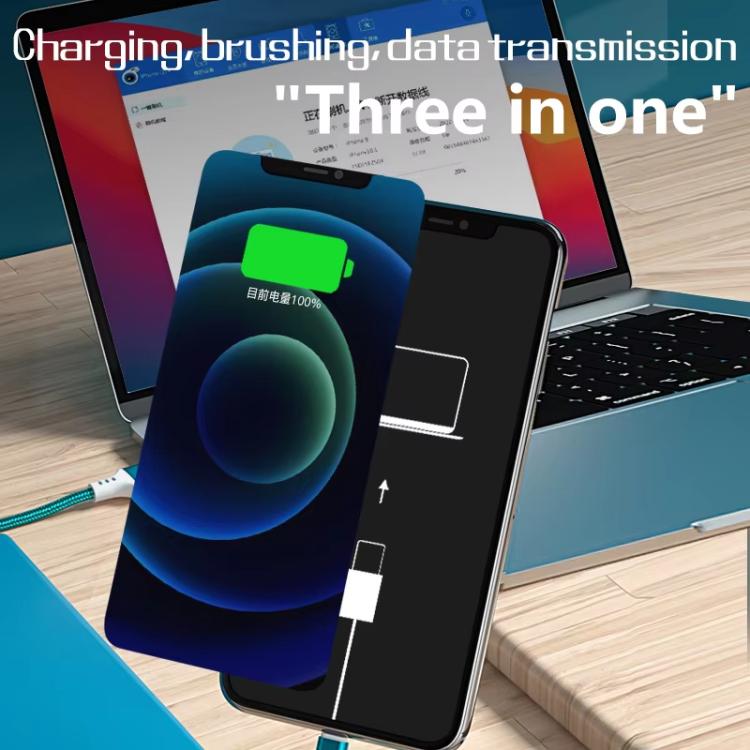 8 Pin Brush Data Charging Cable, 3 In 1 Charging Cable