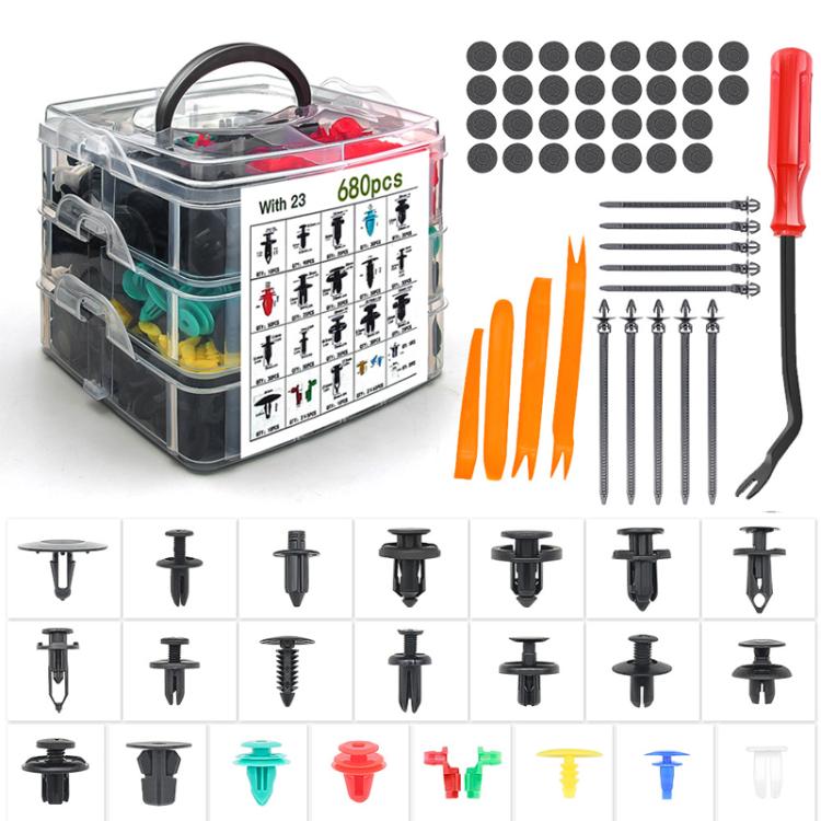 Car Retainer Clips Fasteners Remover Kit Automotive Clips Set, 680pcs /Set