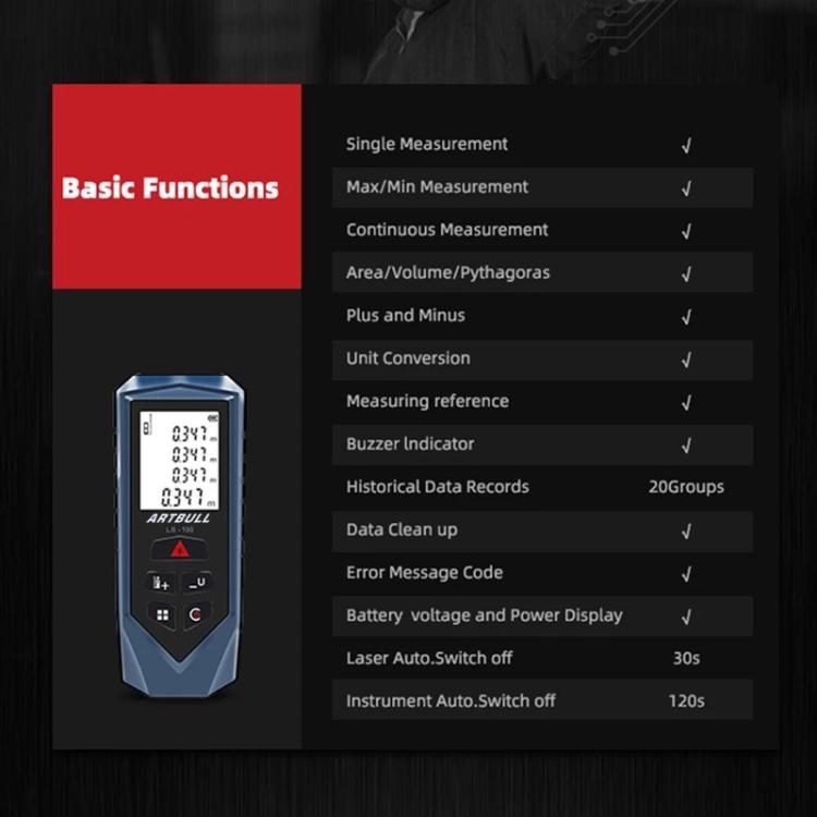 ARTBULL Handheld Infrared Laser Distance Meter Electronic Ruler, 100m