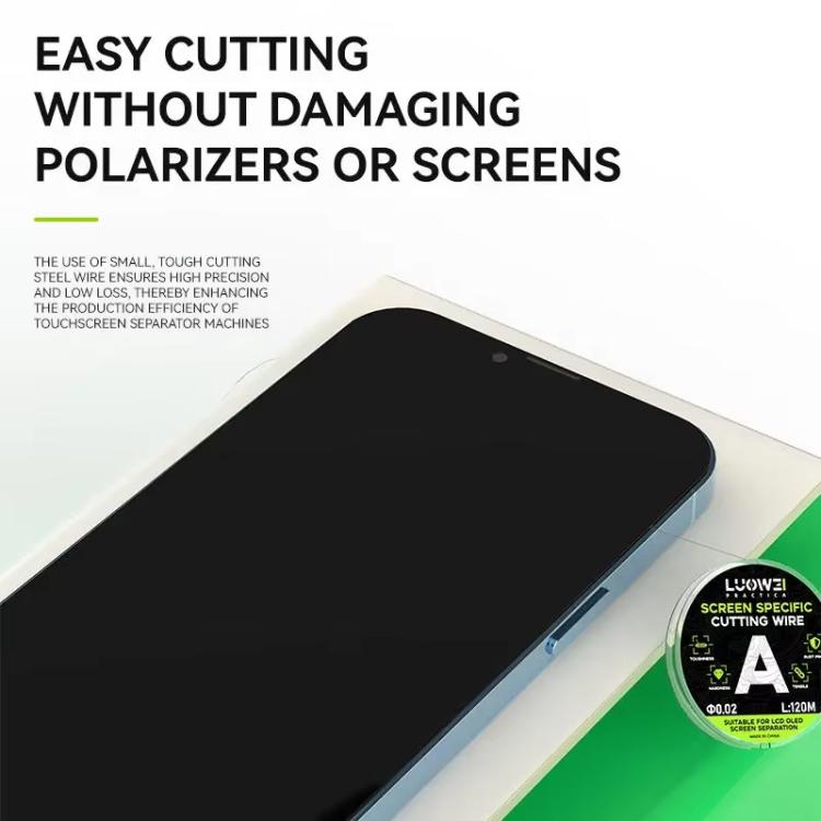 LUOWEI 120M Cell Phone LCD Screen Separation Line High Hardness Cutting Diamond Wire, A 0.02mm, B 0.028mm, C 0.03mm, D 0.035mm