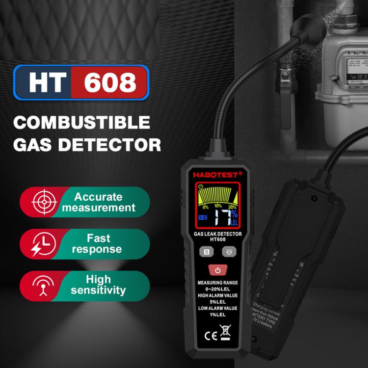 HTBOTEST HT608 Combustible Gas Detector Gas Natural Gas Detection Alarm, HT608