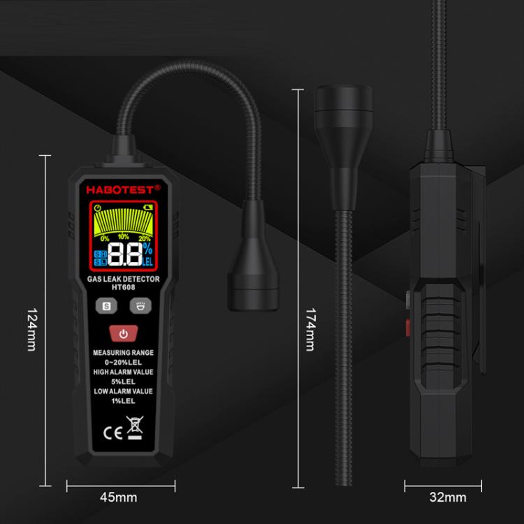 HTBOTEST HT608 Combustible Gas Detector Gas Natural Gas Detection Alarm, HT608