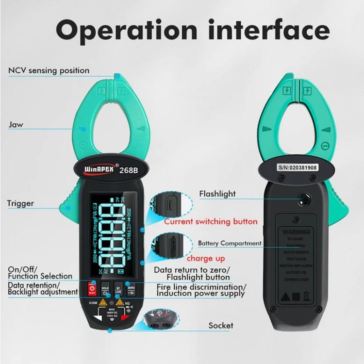 WINAPEX Clamp Meter High-precision AC / DC Voltage and Current Meter, 268B