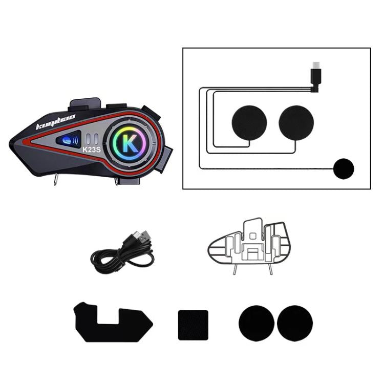 Kuqibao K23S Helmet Bluetooth Earphones 1000m Motorcycle Bluetooth-compatible 2 Person Intercom With Light Waterproof Headset, Hard Wheat, Soft Wheat