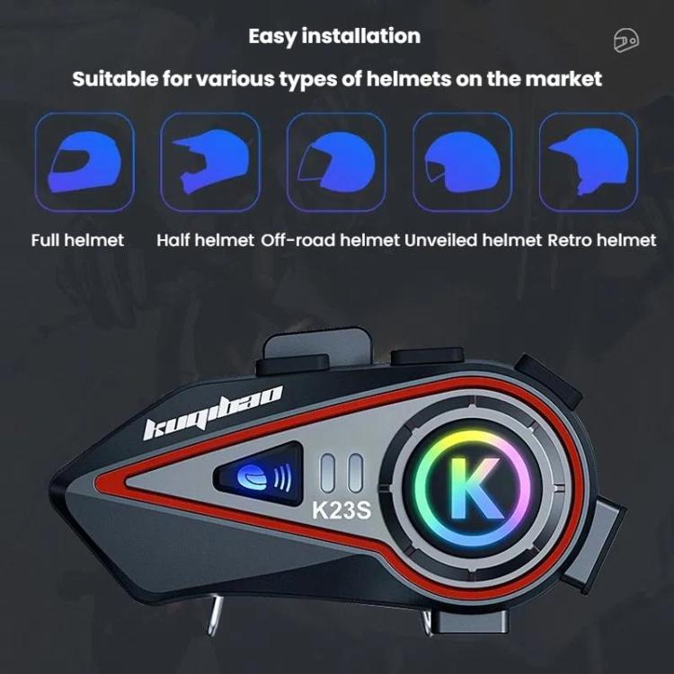 Kuqibao K23S Helmet Bluetooth Earphones 1000m Motorcycle Bluetooth-compatible 2 Person Intercom With Light Waterproof Headset, Hard Wheat, Soft Wheat