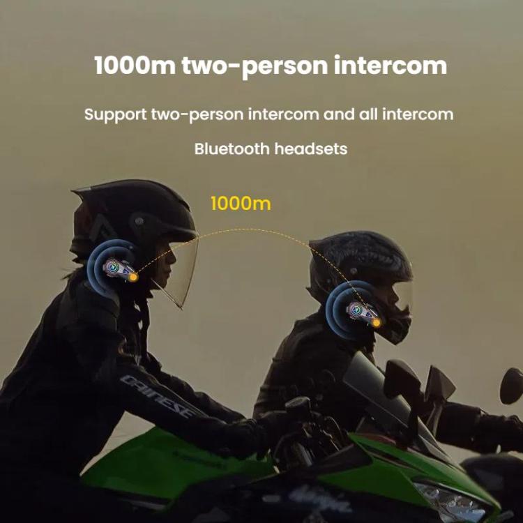 Kuqibao K23S Helmet Bluetooth Earphones 1000m Motorcycle Bluetooth-compatible 2 Person Intercom With Light Waterproof Headset, Hard Wheat, Soft Wheat