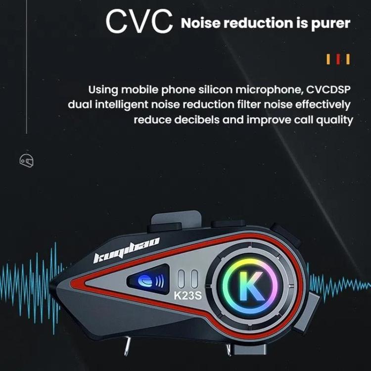 Kuqibao K23S Helmet Bluetooth Earphones 1000m Motorcycle Bluetooth-compatible 2 Person Intercom With Light Waterproof Headset, Hard Wheat, Soft Wheat