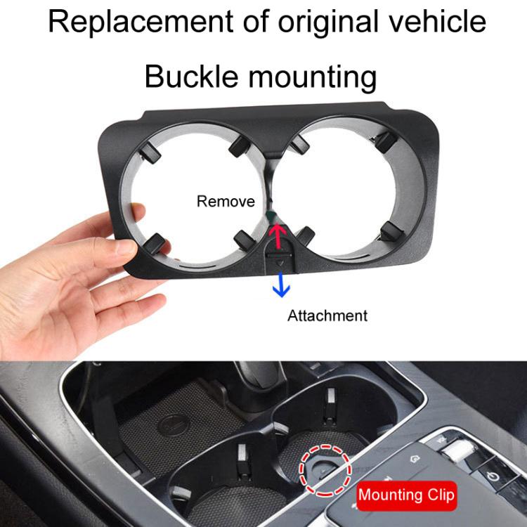 For Mercedes-Benz C-Class W205 / GLC W253 / E-Class W213 Center Console Beverage Cup Holder 2056802391, Black, Black Carbon Fiber, Red Carbon Fiber