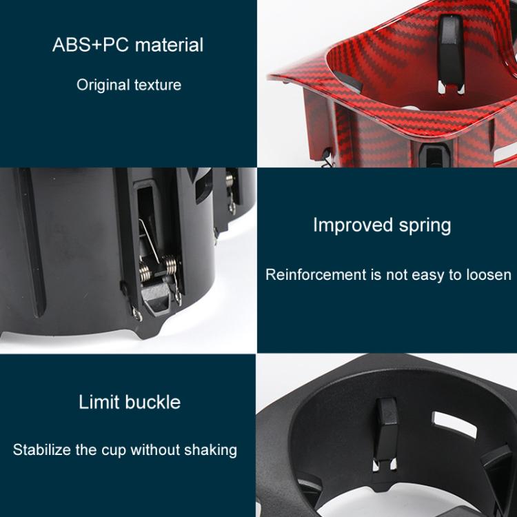 For Mercedes-Benz C-Class W205 / GLC W253 / E-Class W213 Center Console Beverage Cup Holder 2056802391, Black, Black Carbon Fiber, Red Carbon Fiber