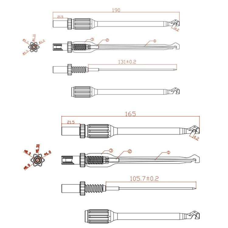 4mm Banana Jack Non-destructive Wire-free Steel Needle Auto Repair Line Detection Probe, 16.5cm, 19cm