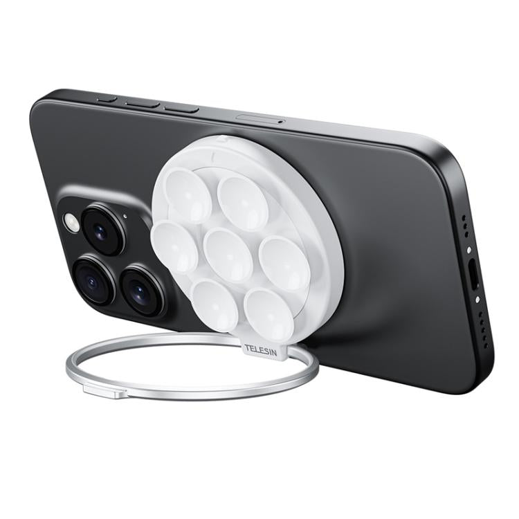 TELESIN MagSafe Suction Cup Mobile Phone Holder Mirror Glass Selfie Mount Portable Silicone Ring Holder
