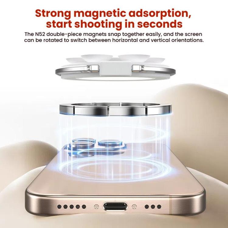 TELESIN MagSafe Suction Cup Mobile Phone Holder Mirror Glass Selfie Mount Portable Silicone Ring Holder