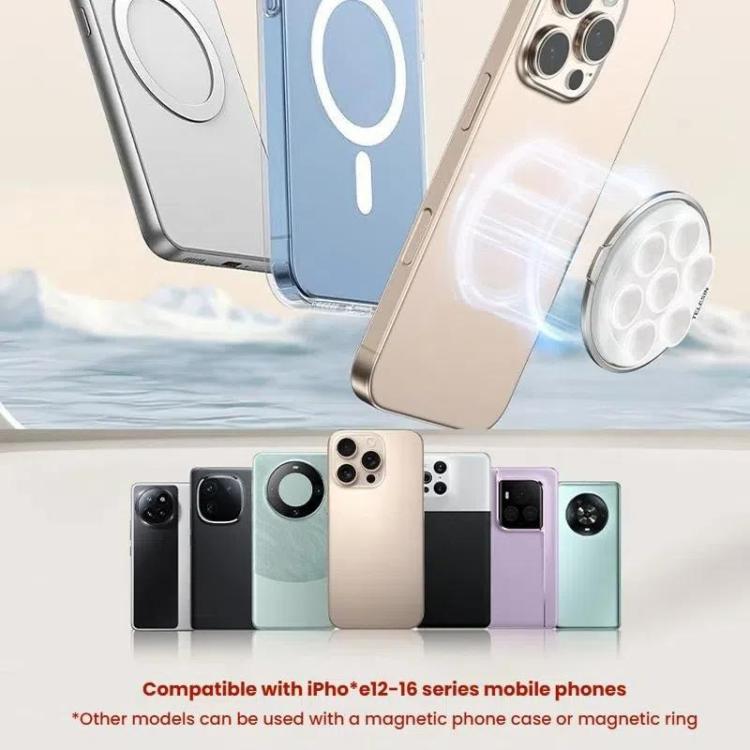 TELESIN MagSafe Suction Cup Mobile Phone Holder Mirror Glass Selfie Mount Portable Silicone Ring Holder