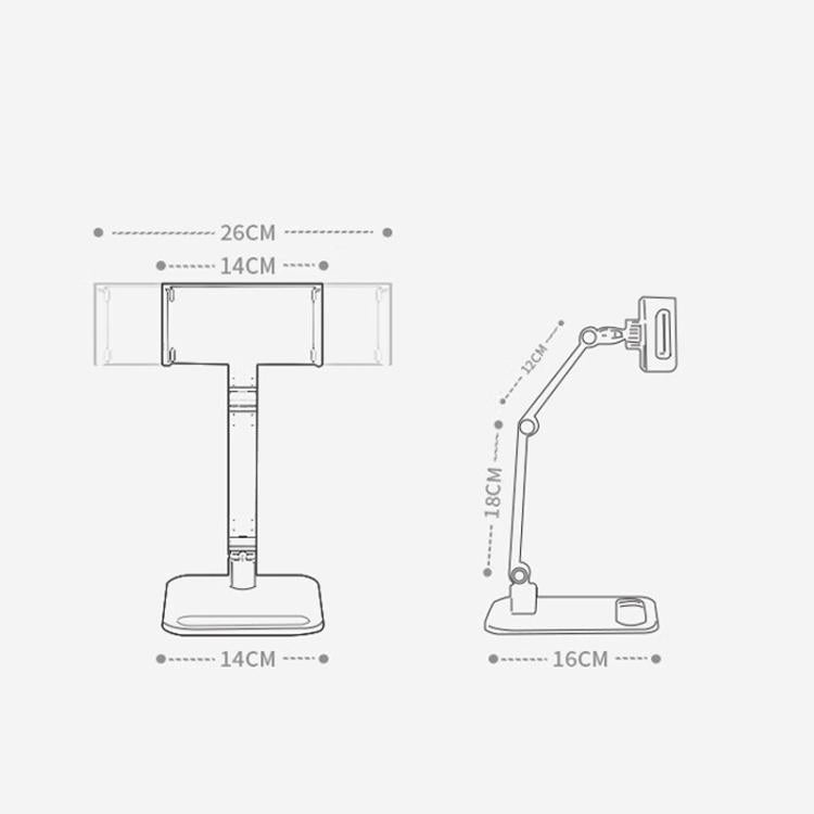Phone Tablet Monitor Desktop Stand Height and Angle Adjustable Bracket for Screen Within 17.3 Inch