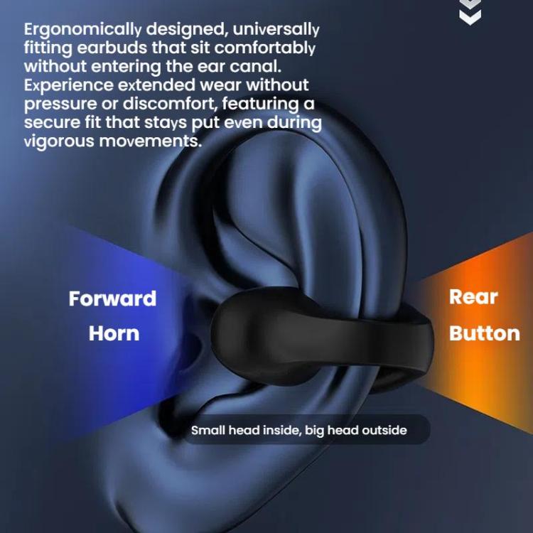 Bluetooth Earpiece Single Ear Clip-On Non-Intrusive Design Sports Headphones for Running