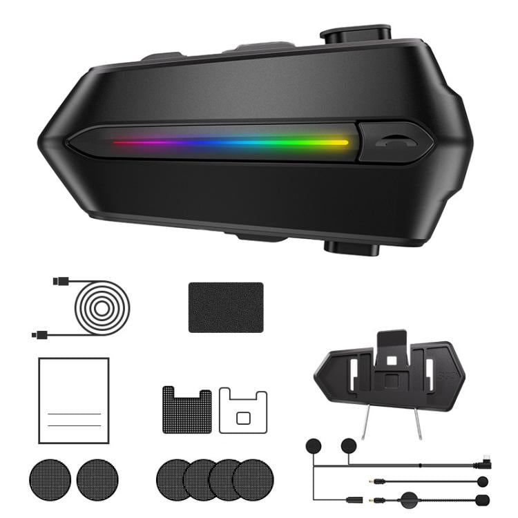 C5S IPX6 Waterproof CVC Noise Reduction Motorcycle Helmet Bluetooth Headset, Soft Mic, Hard Mic, Soft and Hard Mics