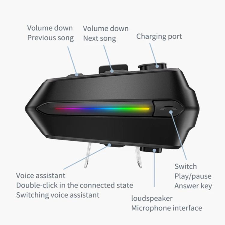 C5S IPX6 Waterproof CVC Noise Reduction Motorcycle Helmet Bluetooth Headset, Soft Mic, Hard Mic, Soft and Hard Mics