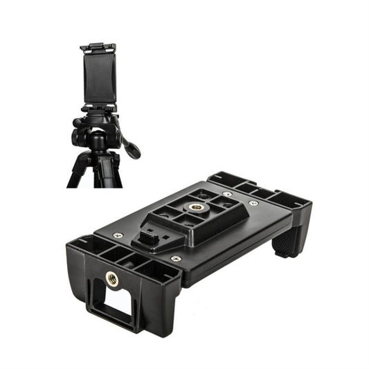 YUNTENG VCT-320 Adjustable Hot Shoe Tablet & Phone Mount Clamp Holder with Dual 1/4 Inch Screw Holes for 5.1-9.9 Inch Devices