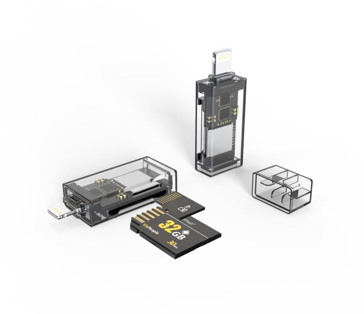 Transparent Card Reader for PC/Laptop/Smartphone, USB-C/Type-C To SD/TF, 8 Pin To SD/TF, Type-C+8 Pin To SD/TF, USB+8 Pin To SD/TF