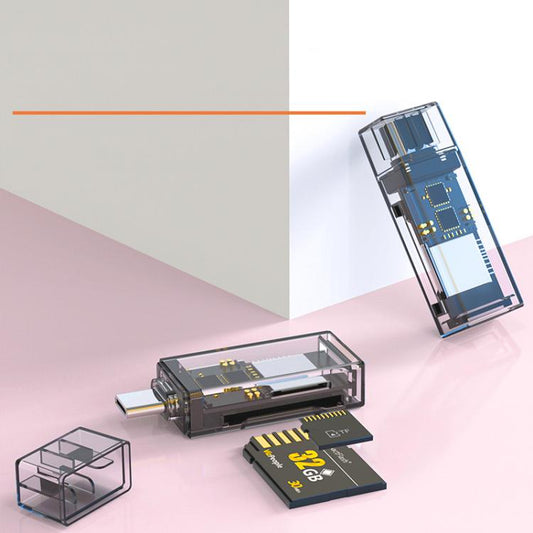Transparent Card Reader for PC/Laptop/Smartphone, USB-C/Type-C To SD/TF, 8 Pin To SD/TF, Type-C+8 Pin To SD/TF, USB+8 Pin To SD/TF