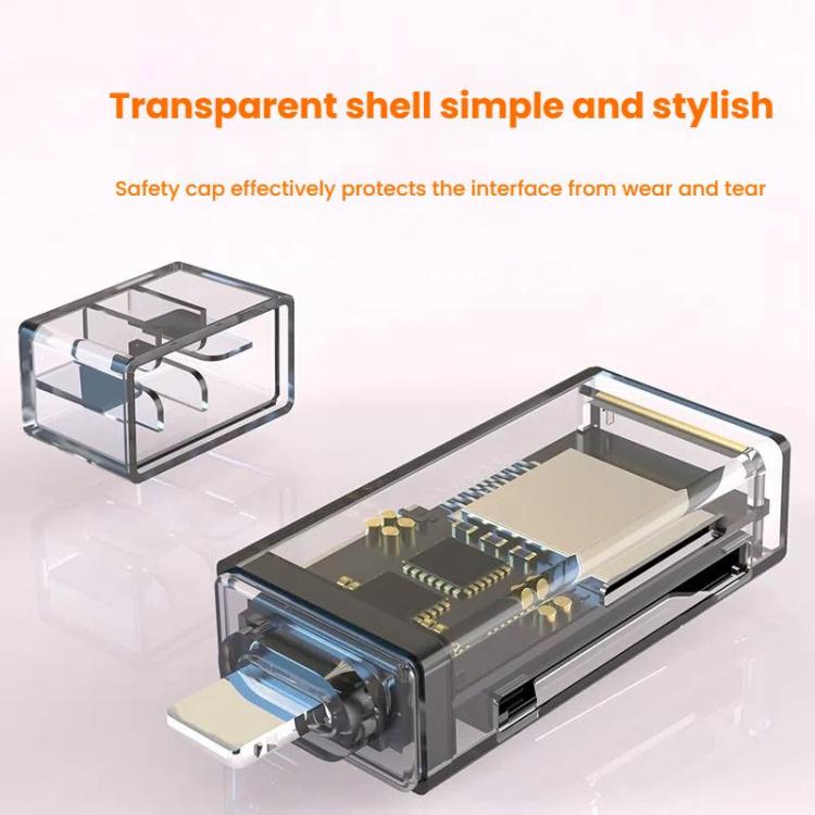 Transparent Card Reader for PC/Laptop/Smartphone, USB-C/Type-C To SD/TF, 8 Pin To SD/TF, Type-C+8 Pin To SD/TF, USB+8 Pin To SD/TF