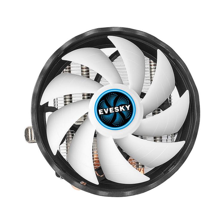 EVESKY 12cm RGB LED CPU Cooler with Dual Copper Heat Pipes Quiet Fan for Desktop Computers