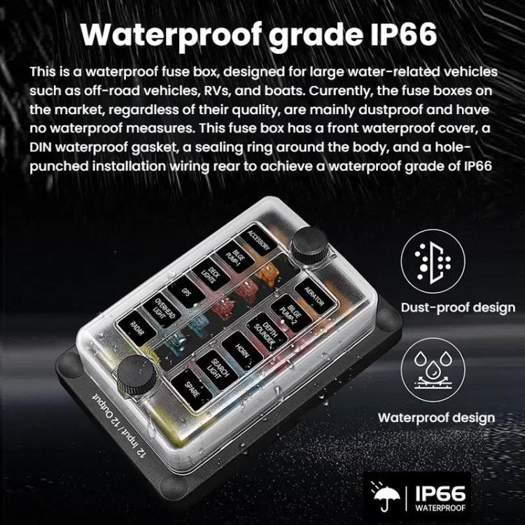 One In And One Out 12-Way Fuse Box LED Indicator With Sticker, ZH-1704B2