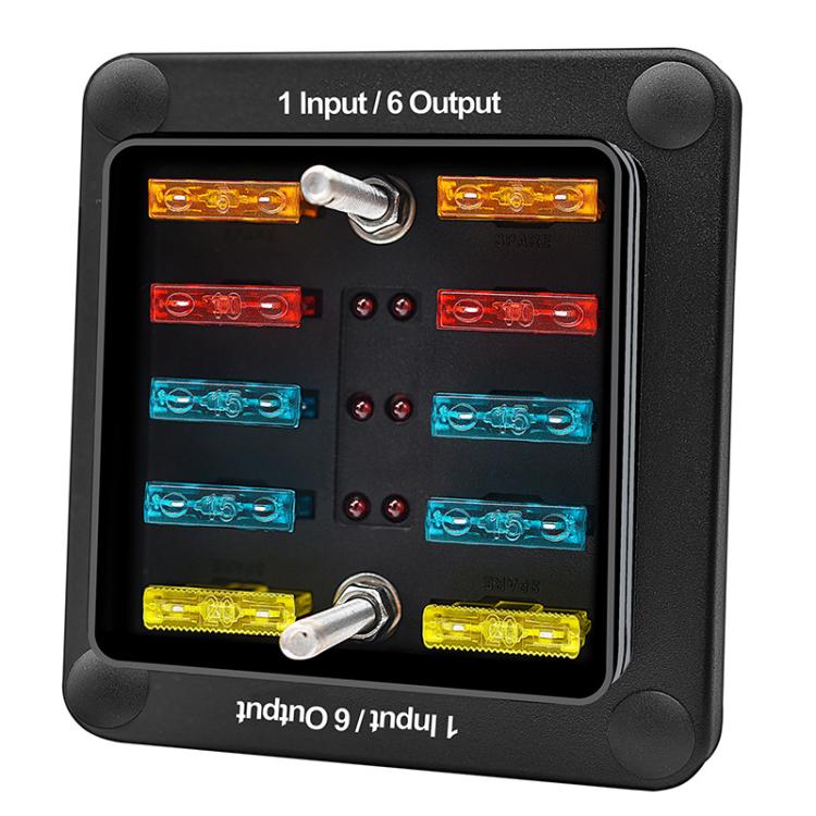 6-Way Waterproof Fuse Box With LED Indicator And Sticker, ZH-1704A1